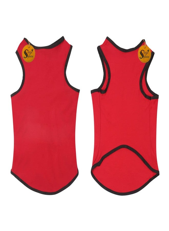 سايج سكوير تيشيرت قطني مريح للكلاب من Sage Square، صدرية بدون أكمام لملابس الكلاب، ملابس عصرية للجراء (أحمر) (كبير) (20 بوصة) - Image 3